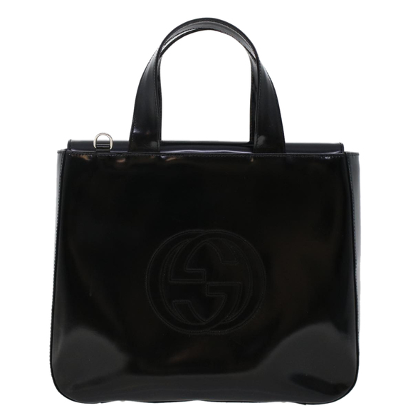 GUCCI Interlocking Hand Bag Patent leather Black 000.1013.0504 Auth fm2490 - Picture 13 of 16